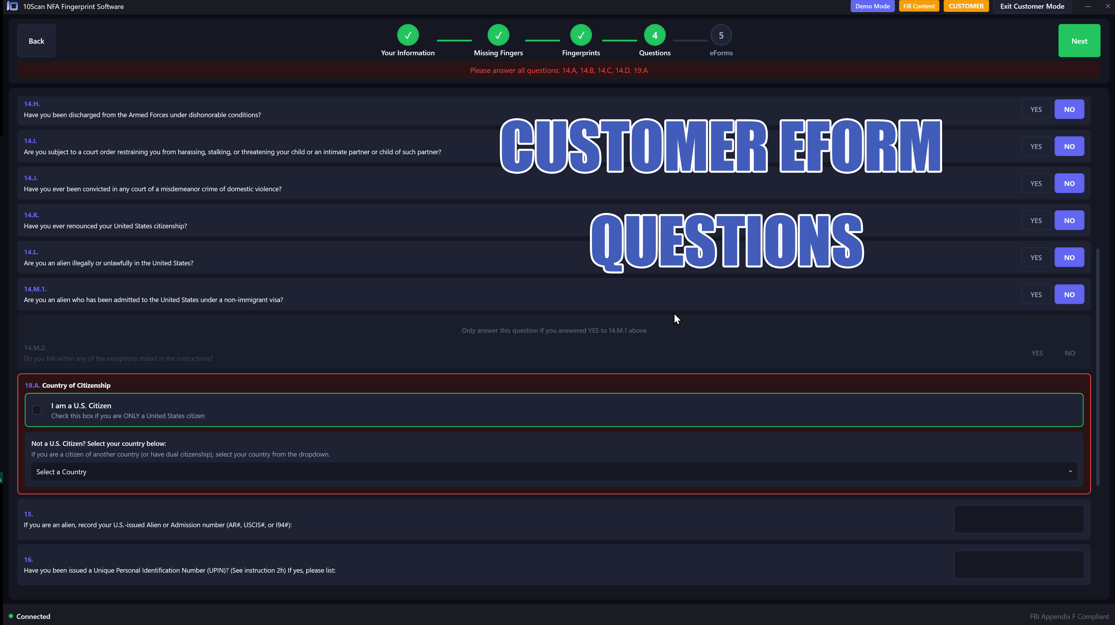 10Scan NFA eForm ATF eligibility questions