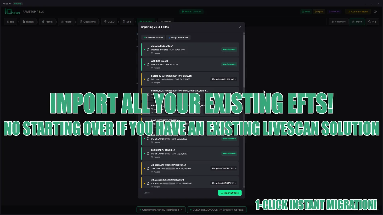 10Scan NFA import existing EFT fingerprint files