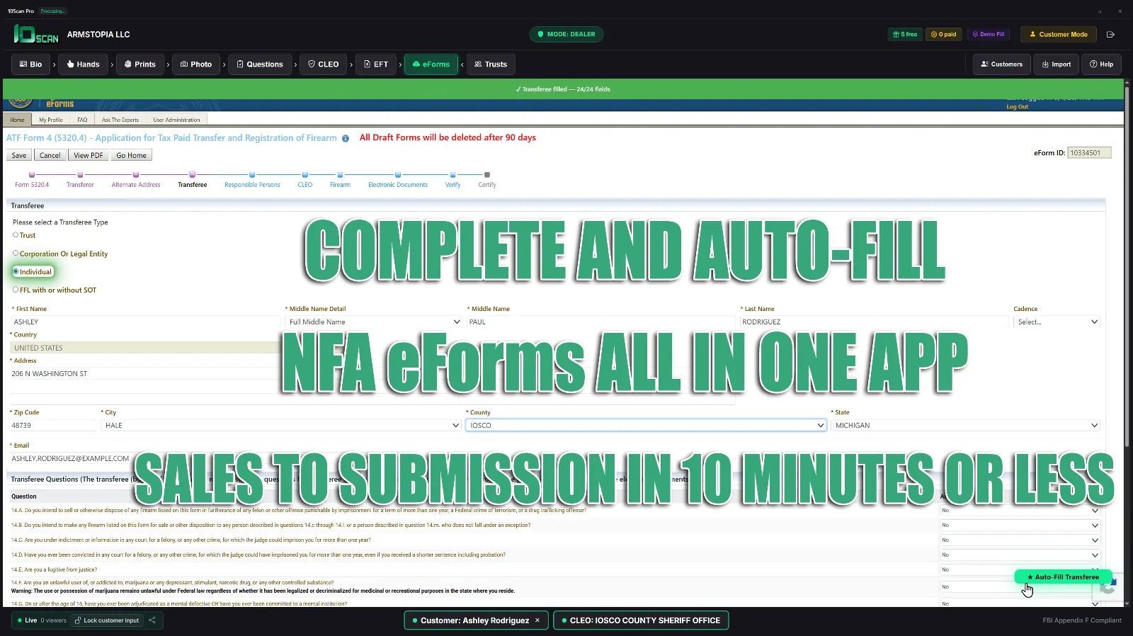 10Scan NFA eForm auto-fill and ATF submission