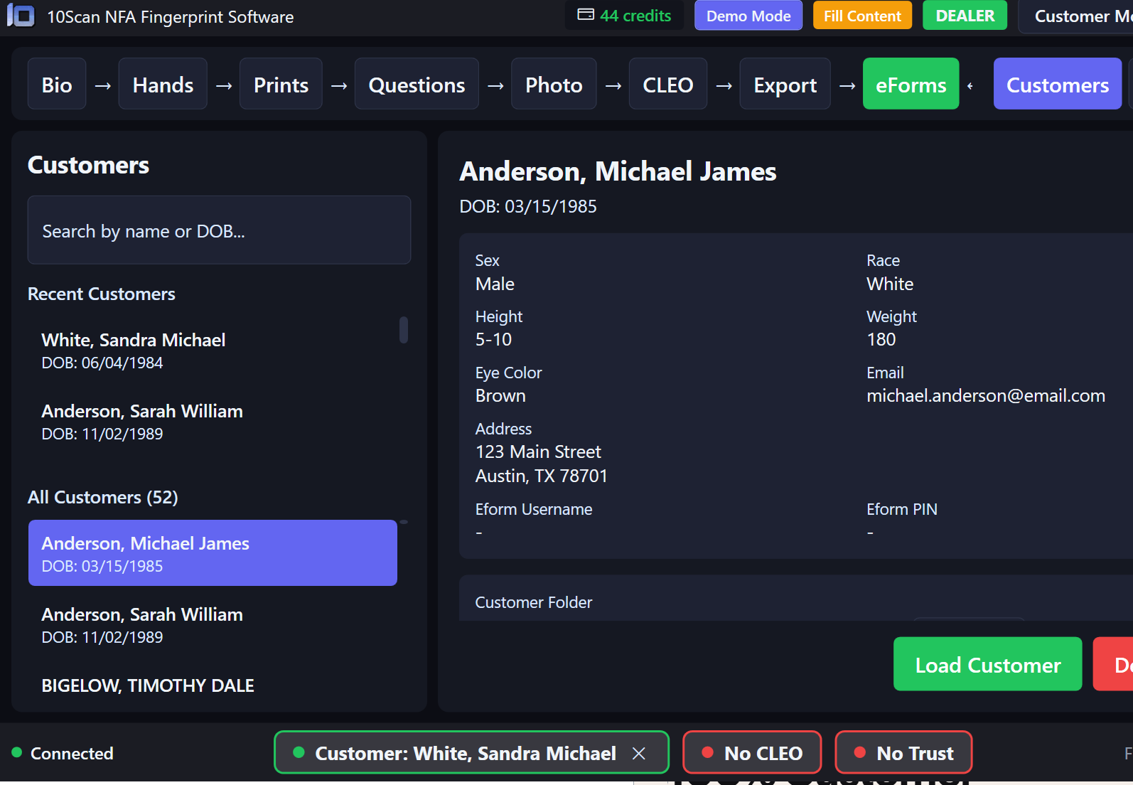 10Scan Customer Database